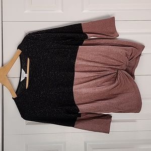 Market & Spruce Samantha Front Twist Brushed Knit Top Sz M